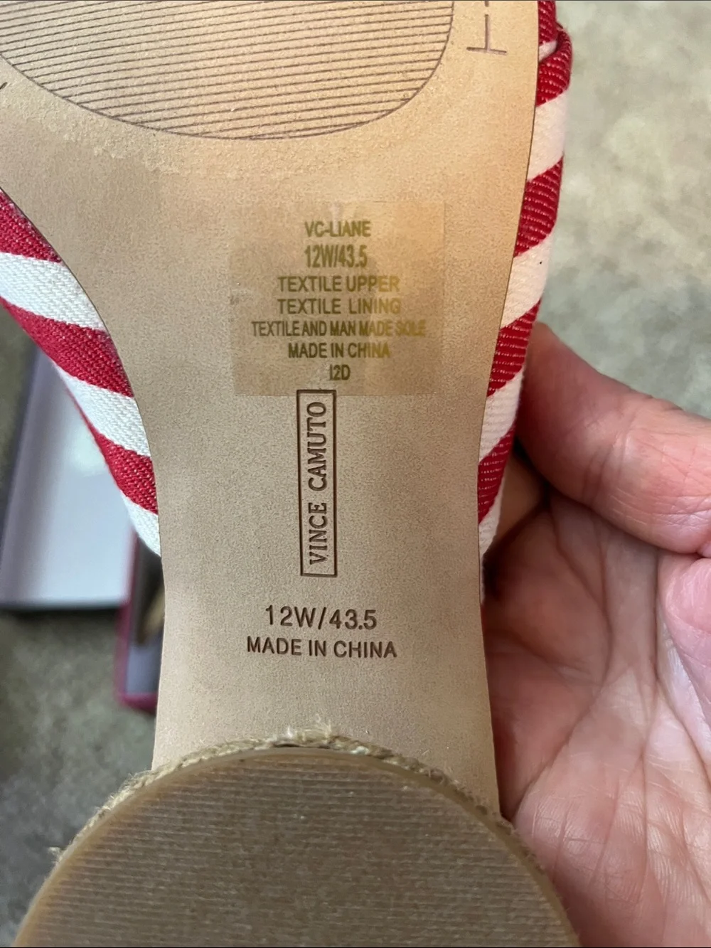Vince Camuto Red & White Striped Slide Sandals